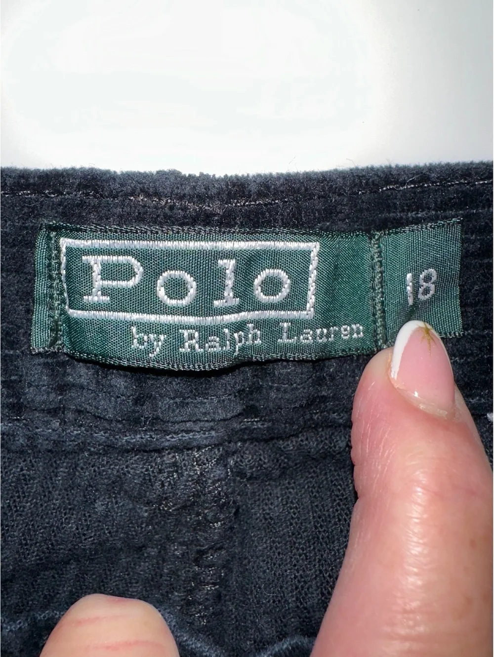 Polo by Ralph Lauren Women's Black Corduroy Pants Size 18 Cotton Wide Leg